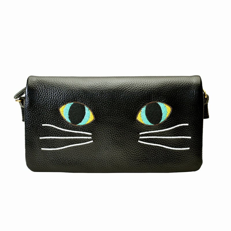 ミネット 可愛いネコ刺繍のお財布ポシェット 猫 雑貨 2WAY ショルダー 