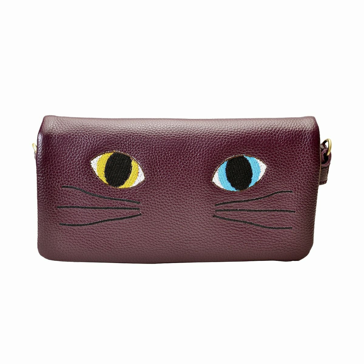ミネット 可愛いネコ刺繍のお財布ポシェット 猫 雑貨 2WAY ショルダー