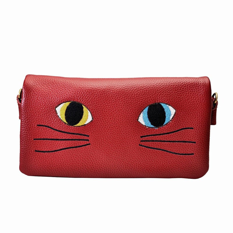 ミネット 可愛いネコ刺繍のお財布ポシェット 猫 雑貨 2WAY ショルダー 