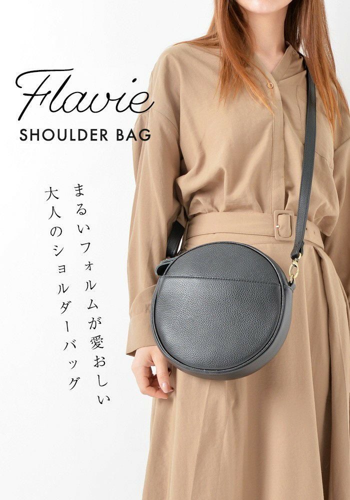 フラヴィ 大人可愛い 丸型 レザー ショルダーバッグ レディース 斜