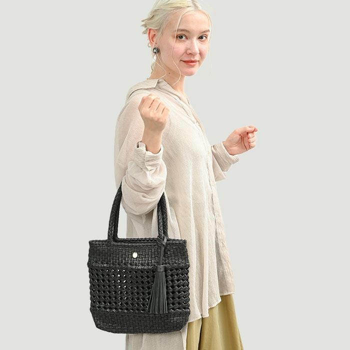 プチ・ライザ・ミックスメッシュ レザーメッシュバッグ トートバッグ