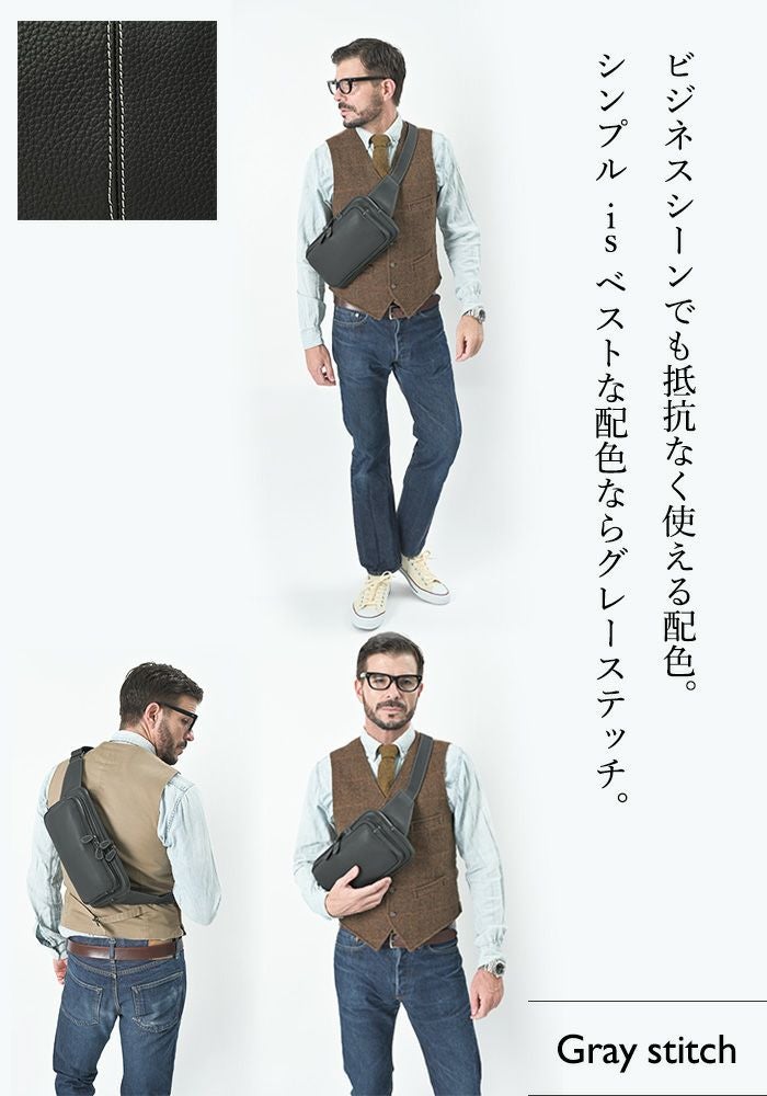 完売色再入荷】メンズ ジルGTS ボディバッグ レザー 大容量 本革
